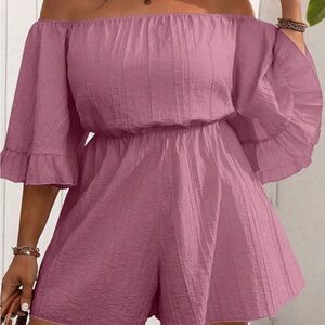 Off-Shoulder Pink Jumpsuit